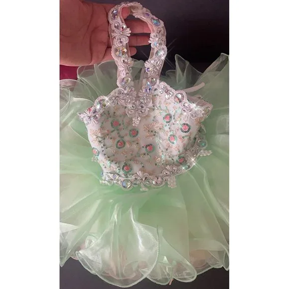 NEW Beautiful Sparkling Bling Rhinestone Mint Pink Baby Gown Flower Girl…